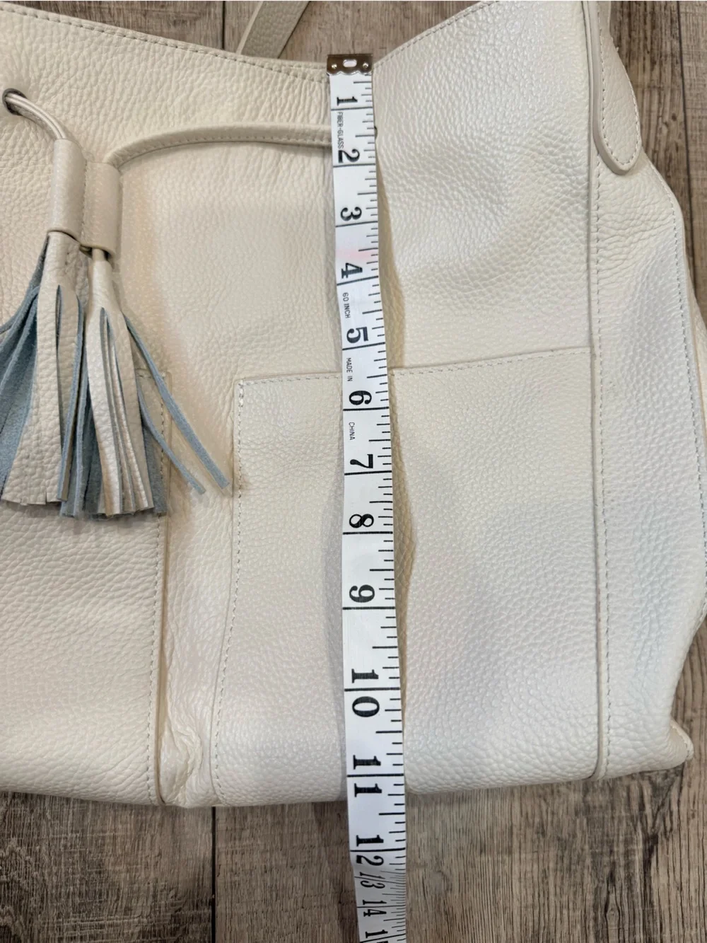 Laggo Andrea Hobo Shoulder Bag Creamy White Pebbled Leather